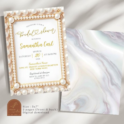 Invitation Fête des mariées perle