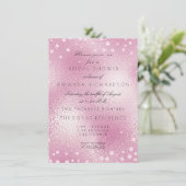 Invitation Fête des mariées Perles Confetti Pastel Rose Verre (Debout devant)