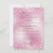 Invitation Fête des mariées Perles Confetti Pastel Rose Verre (Devant)