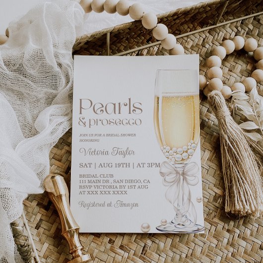 Invitation Fête des mariées Perles et parquet Bow