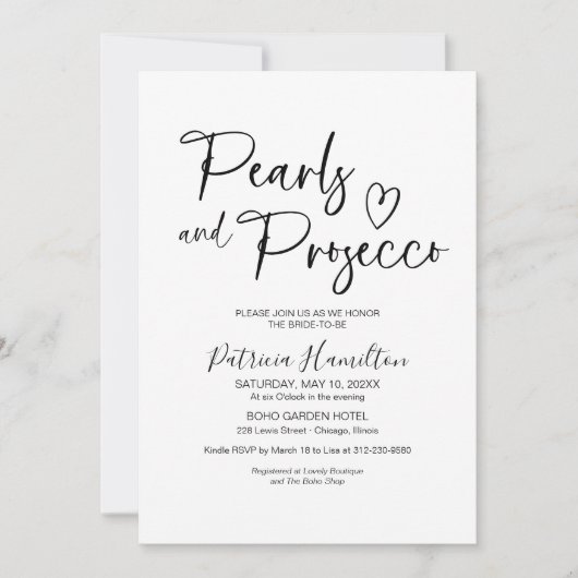 Invitation Fête des mariées Perles et poursuites (Devant)