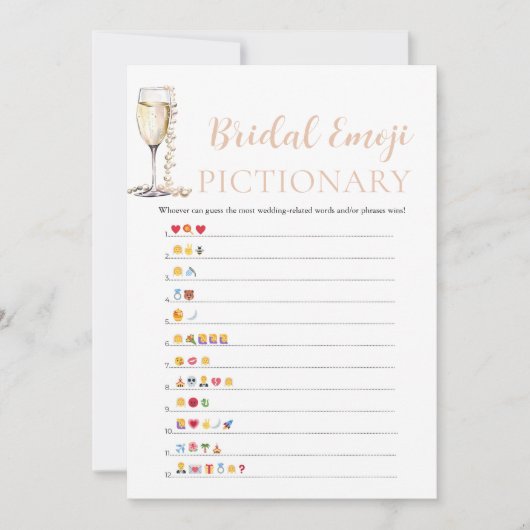 Invitation Fête des mariées Perles et poursuites Emoji Pictio (Devant)