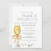 Invitation Fête des mariées Perles & Prosecco Champagne Bow (Devant)
