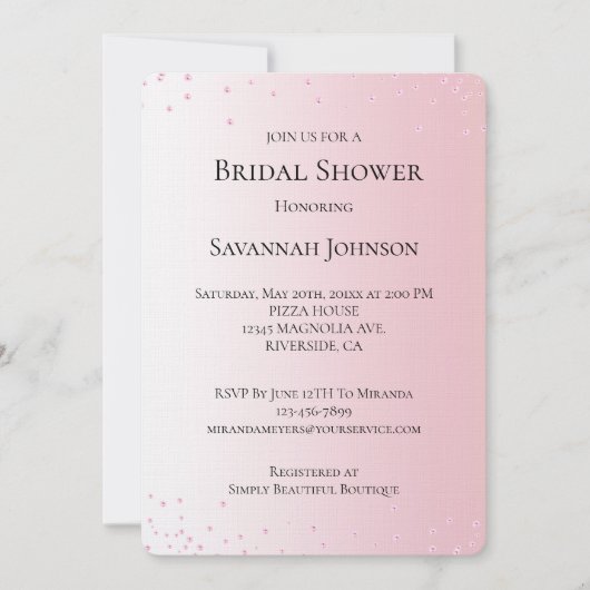 Invitation Fête des mariées Perles roses (Devant)