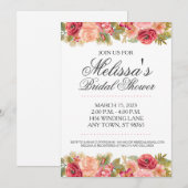 Invitation Fête des mariées personnalisé, Rose ros (Devant / Derrière)