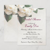 Invitation Fête des mariées Personnaliser White Roses Invitat (Devant / Derrière)