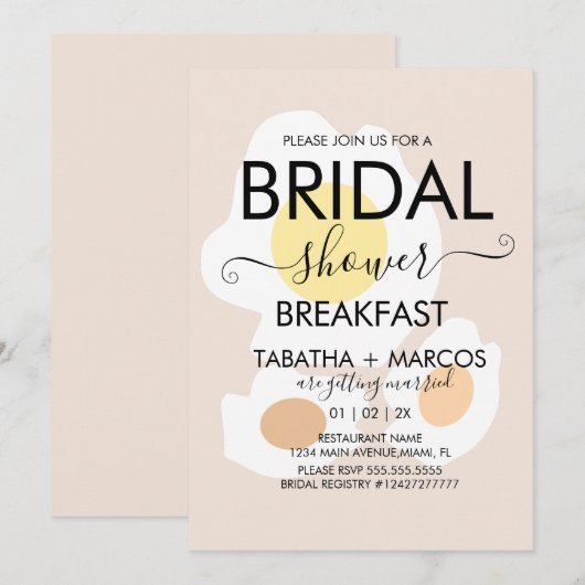Invitation Fête des mariées Petit Déjeuner Oeuf Brunch Invita (Devant / Derrière)