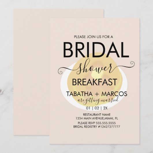 Invitation Fête des mariées Petit Déjeuner Pancakes Brunch In (Devant / Derrière)