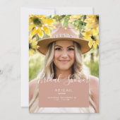 Invitation Fête des mariées photo Blushing Sunflower Bride (Devant)