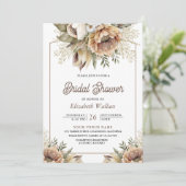 Invitation Fête des mariées photo Boho Earthy Floral Taupe (Debout devant)