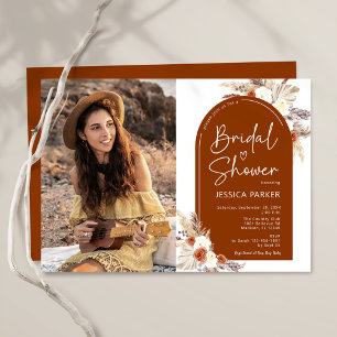 Invitation Fête des mariées photo Boho Terracotta