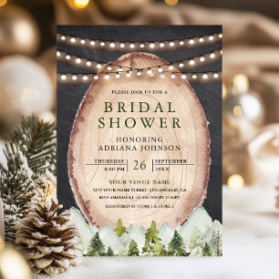 Invitation Fête des mariées photo de la forêt de Wood Slice M