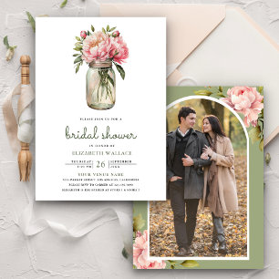 Invitation Fête des mariées photo de la jarre Mason Floral Ro