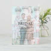 Invitation Fête des mariées photo de l'effet Vellum Bordure b (Debout devant)