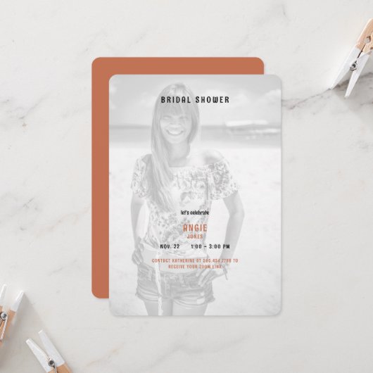 Invitation Fête des mariées photo d'été de Terracotta (Devant/Arrière en situation)