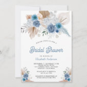 Invitation Fête des mariées photo Dusty Blue Floral Boho Pamp (Devant)