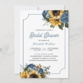 Invitation Fête des mariées photo Dusty Blue Roses Sunflower (Devant)