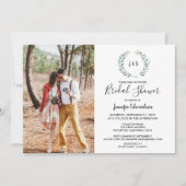 Invitation Fête des mariées photo feuille aquarelle (Devant)