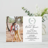 Invitation Fête des mariées photo feuille aquarelle (Debout devant)