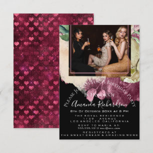 Invitation Fête des mariées Photo Floral Anniversaire Marsala