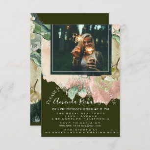 Invitation Fête des mariées Photo Floral Graduation Cali Gree