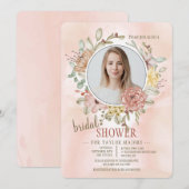 Invitation Fête des mariées photo florale romantique (Devant / Derrière)