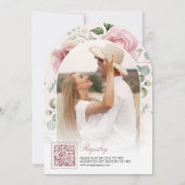 Invitation Fête des mariées photo florale rose pâle Eucalyptu (Dos)