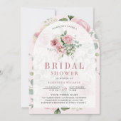 Invitation Fête des mariées photo florale rose pâle Eucalyptu (Devant)