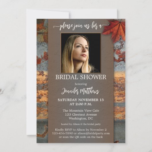 Invitation Fête des mariées photo industrielle automne (Devant)