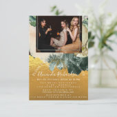 Invitation Fête des mariées Photo Maroon Floral Anniversaire (Debout devant)