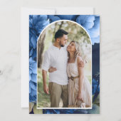 Invitation Fête des mariées photo Mason Jar bleu foncé Floral (Dos)