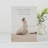 Invitation Fête des mariées photo minimale de Bohême (Debout devant)