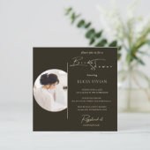 Invitation Fête des mariées photo minimaliste moderne (Debout devant)