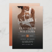 Invitation Fête des mariées photo moderne élégante chute en a (Devant / Derrière)