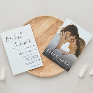 Invitation Fête des mariées photo moderne en gris foncé