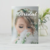 Invitation Fête des mariées photo moderne et élégante (Debout devant)