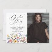 Invitation Fête des mariées photo moderne Fleur sauvage Flora (Devant)