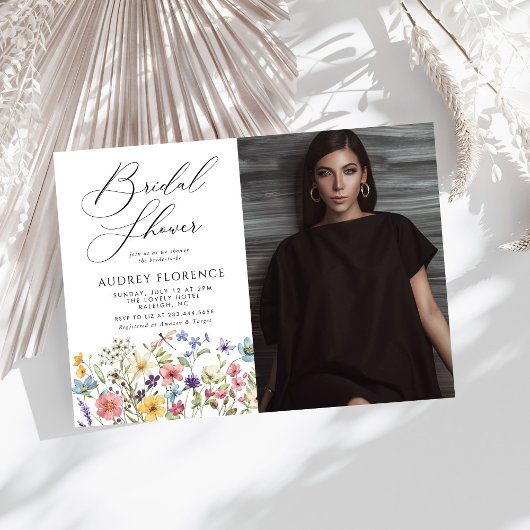 Invitation Fête des mariées photo moderne Fleur sauvage Flora