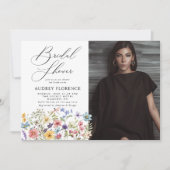 Invitation Fête des mariées photo moderne Fleur sauvage Flora (Devant)