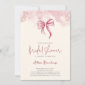 Invitation Fête des mariées photo moderne Pink Bow (Devant)