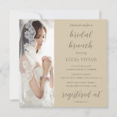 Invitation Fête des mariées photo moderne Sand Green Brunch (Devant)
