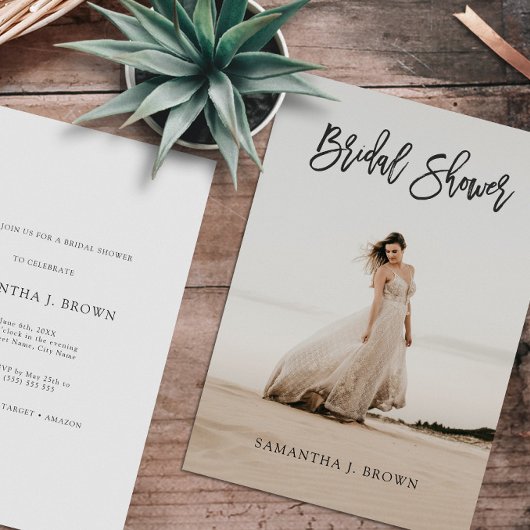 Invitation Fête des mariées photo moderne simple