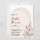 Invitation Fête des mariées photo Neutral Beige Floral Pampas (Devant)