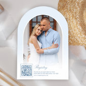 Invitation Fête des mariées photo Pastel Blue Coquette Bow Ar