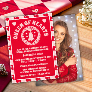 Invitation Fête des mariées photo Retro Queen Of Hearts