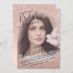 Invitation Fête des mariées photo rose Gold Sparkly Parties s