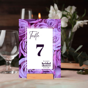 Invitation Fête des mariées photo Rose violette Numéro de la 