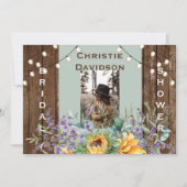 Invitation Fête des mariées photo Rustic Sunflower Lights (Devant)