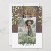 Invitation Fête des mariées photo Rustic Wood Bride (Devant)