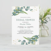 Invitation Fête des mariées photo Rustique Eucalyptus (Debout devant)